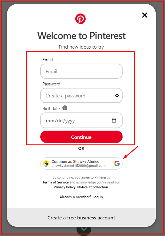 انشاء حساب بنترست pinterest في 8 خطوات 2 انشاء حساب بنترست