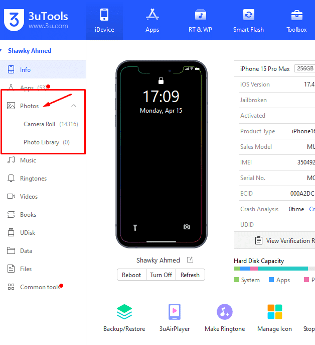 نقل الصور من الايفون للكمبيوتر والعكس بستخدام 3utools مجانا 3 Screenshot 25 2